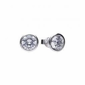 Silver bezel/rub over set solitaire stud CZ earrings texture-silver-ornament  