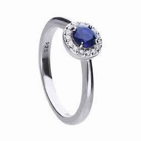 Silver Blue Cubic Zirconia Round Halo Cluster Ring, size N texture-silver-ornament  