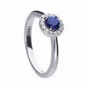 Silver Blue Cubic Zirconia Round Halo Cluster Ring, size Q 1/2 texture-silver-ornament  