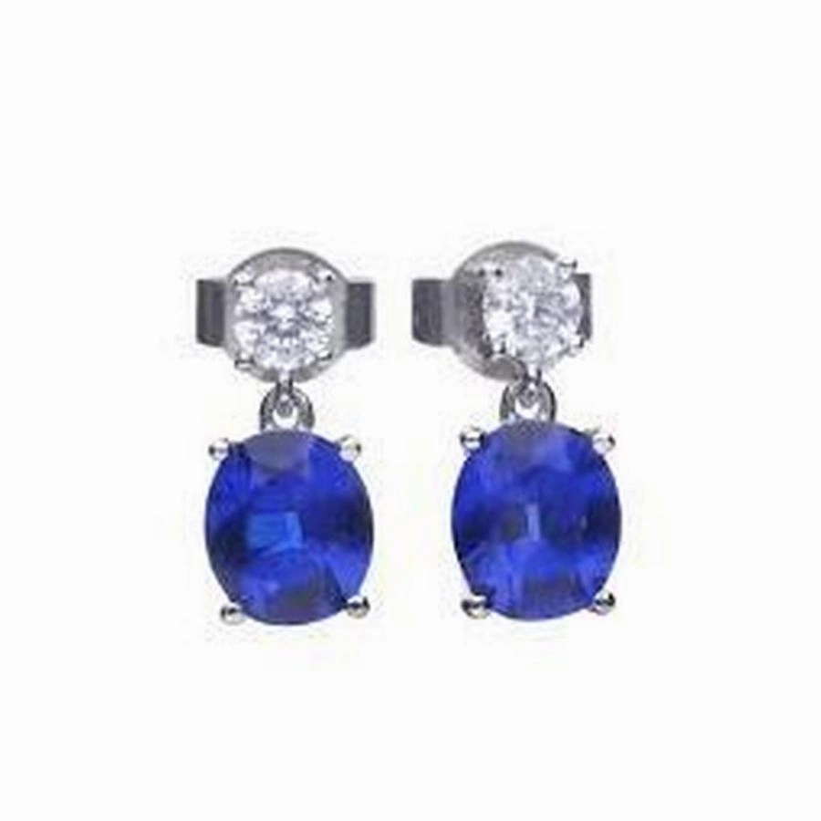 Silver Blue Ovl & Wht Cz Drp texture-silver-ornament  