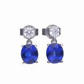 Silver Blue Ovl & Wht Cz Drp texture-silver-ornament  