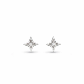 Silver Celeste Astoria Starburst Pave Cubic Zirconia Set Mini Star Stud Earrings texture-silver-ornament  