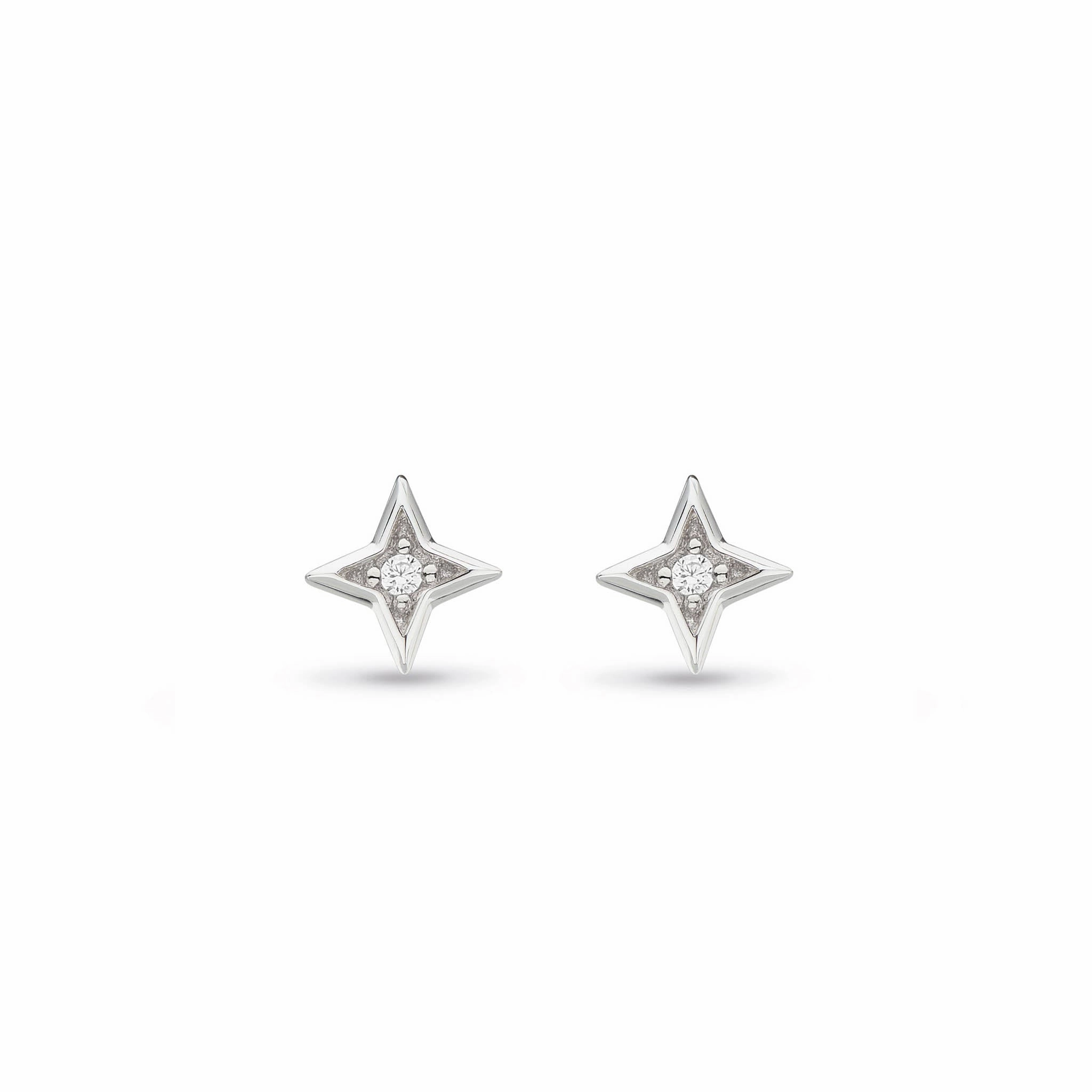 Silver Celeste Astoria Starburst Pave Cubic Zirconia Set Mini Star Stud Earrings texture-silver-ornament  