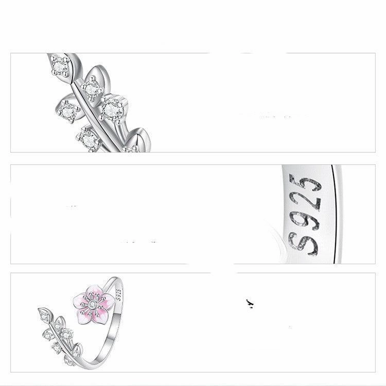 Silver Charm Gradual Pink Flower Ring
