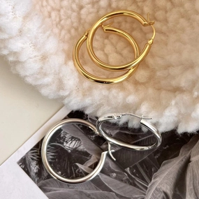 Silver Classic Versatile Glossy Earring Diameter 