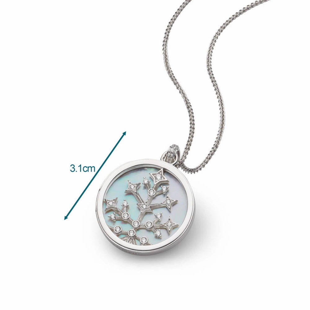 Silver Cleste Astoria Family Tree of Life Mother of Pearl Double Sided Necklace