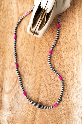 Silver Cliff Pink Beaded Necklace texture-rose-gold  