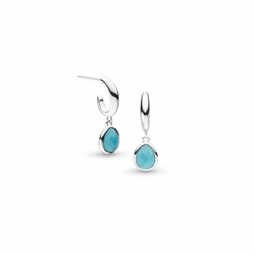 Silver Coast Pebble Azure Magnesite Semi Hoop Drop Earrings texture-silver-ornament  