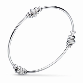 Silver Coast Tumble Quinate Sandblast Station Bangle texture-silver-ornament  