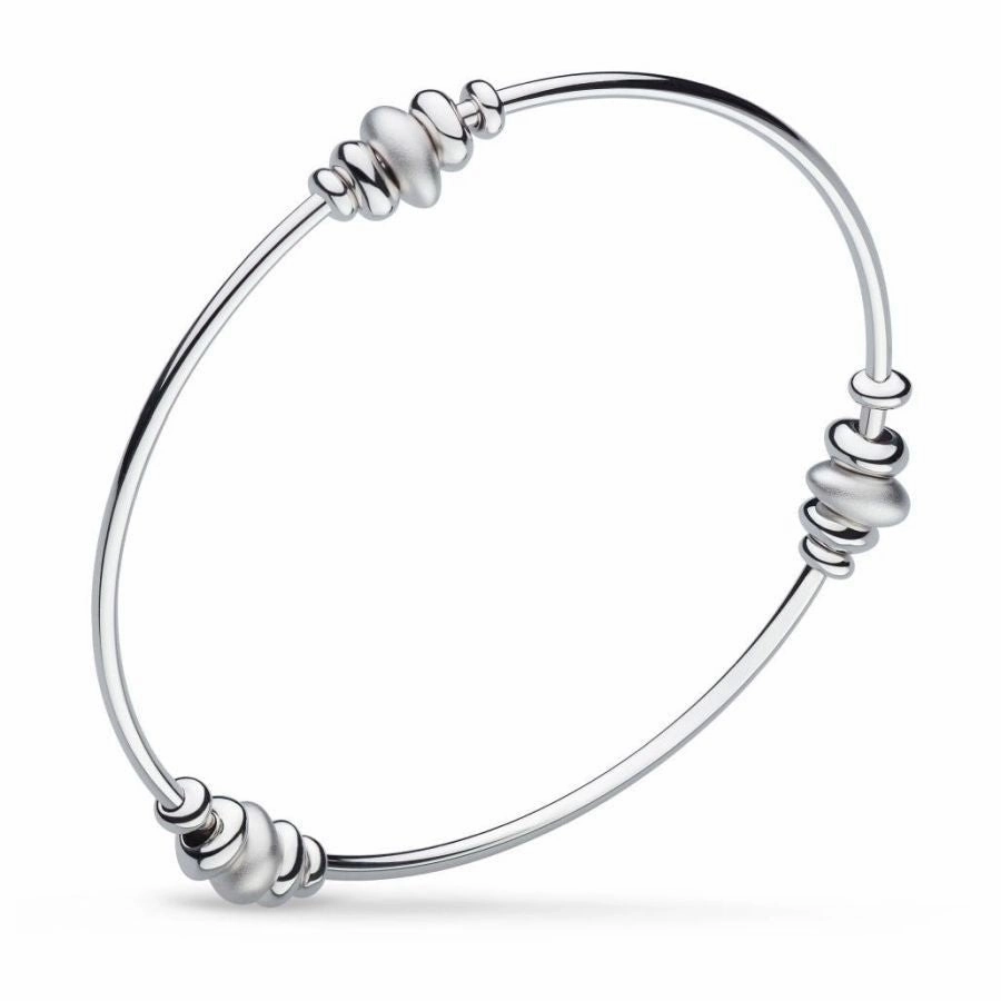 Silver Coast Tumble Quinate Sandblast Station Bangle texture-silver-ornament  