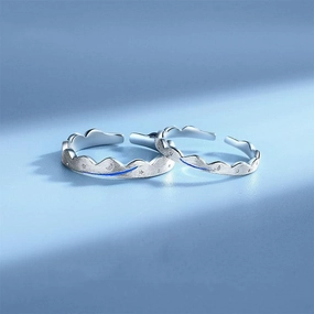 Silver couple engagement ring 