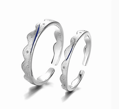 Silver couple engagement ring