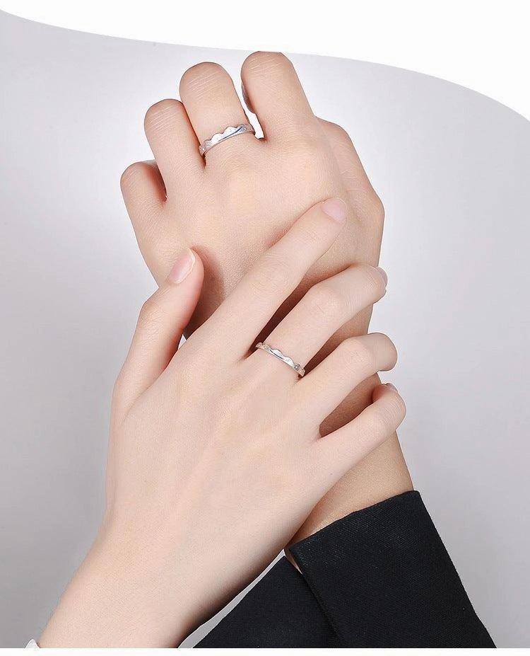 Silver couple engagement ring