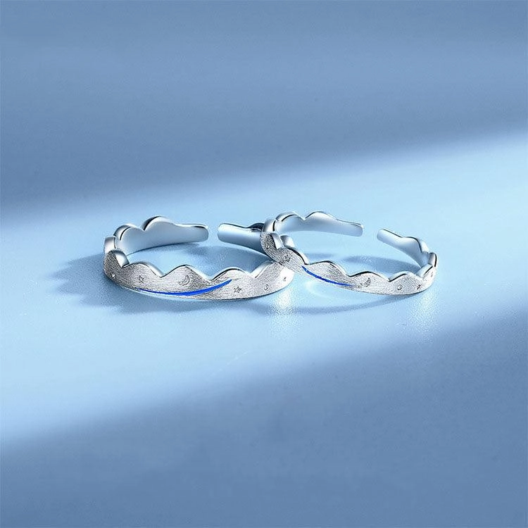 Silver couple engagement ring 