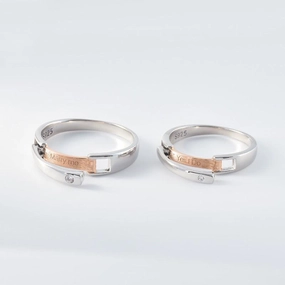 Silver Couple Rings Men And Women Pair Flip Open And Close 