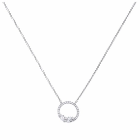 Silver Cubic Zirconia Loop Cluster Necklace texture-silver-ornament  