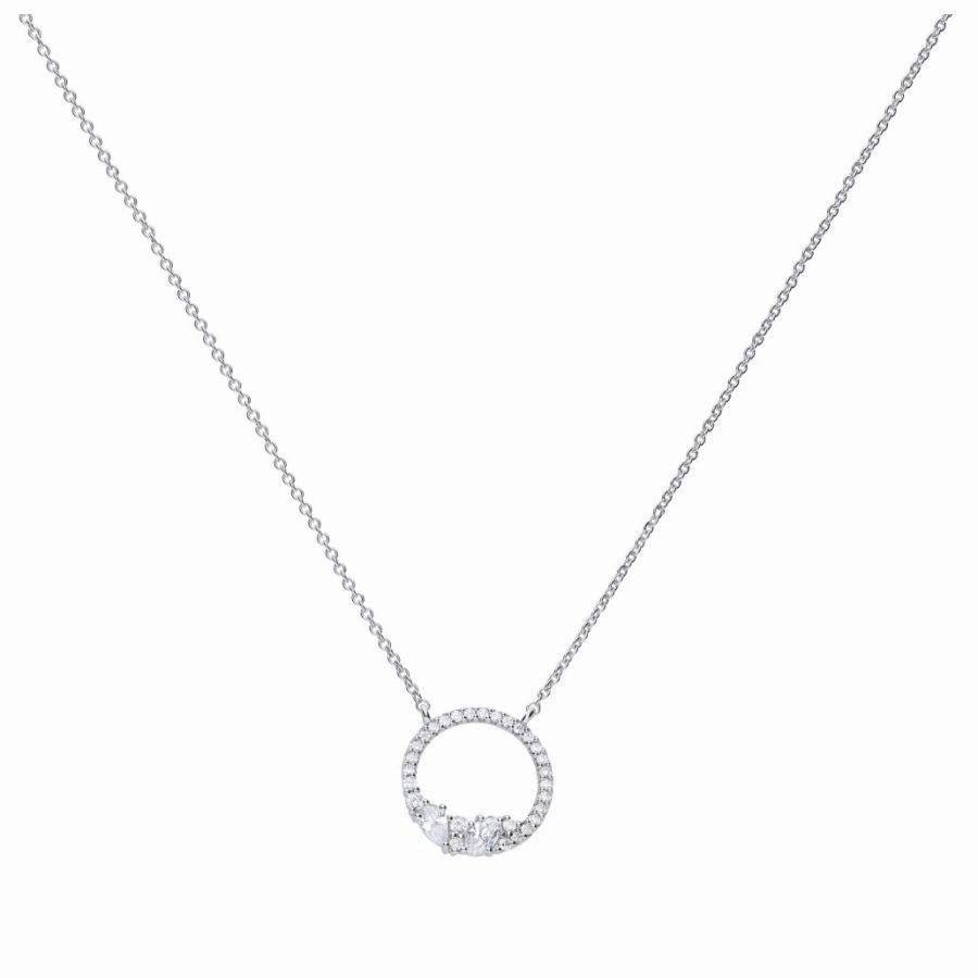 Silver Cubic Zirconia Loop Cluster Necklace texture-silver-ornament  