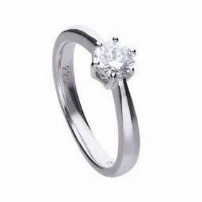 Silver Cubic Zirconia Solitaire Ring, size L texture-silver-ornament  