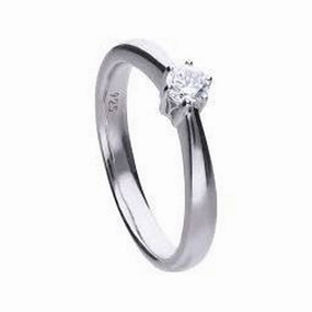 Silver Cubic Zirconia Solitaire Ring, size M 1/2 texture-silver-ornament  