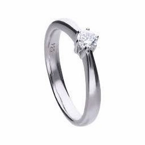 Silver Cubic Zirconia Solitaire Ring, size P 1/2 texture-silver-ornament  