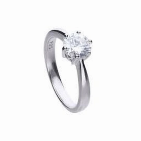 Silver Cubic Zirconia Solitaire Ring, size R 1/2 texture-silver-ornament  