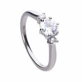 Silver Cubic Zirconia Three Stone Ring, size N texture-silver-ornament  