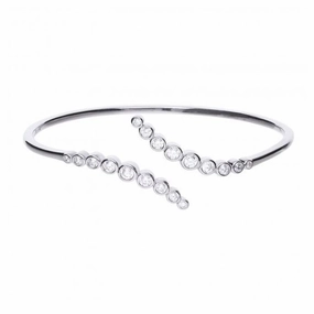 Silver Cubic Zirconia Wave Twist Bangle texture-silver-ornament  