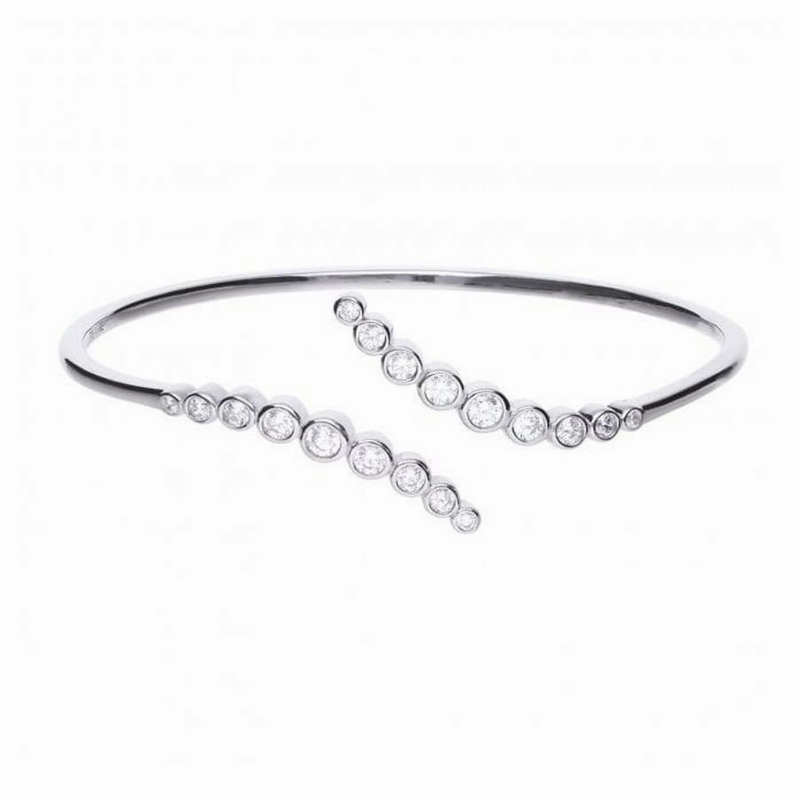 Silver Cubic Zirconia Wave Twist Bangle texture-silver-ornament  
