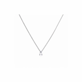 Silver CZ & Imitation Pearl Drop Pendant texture-silver-ornament  