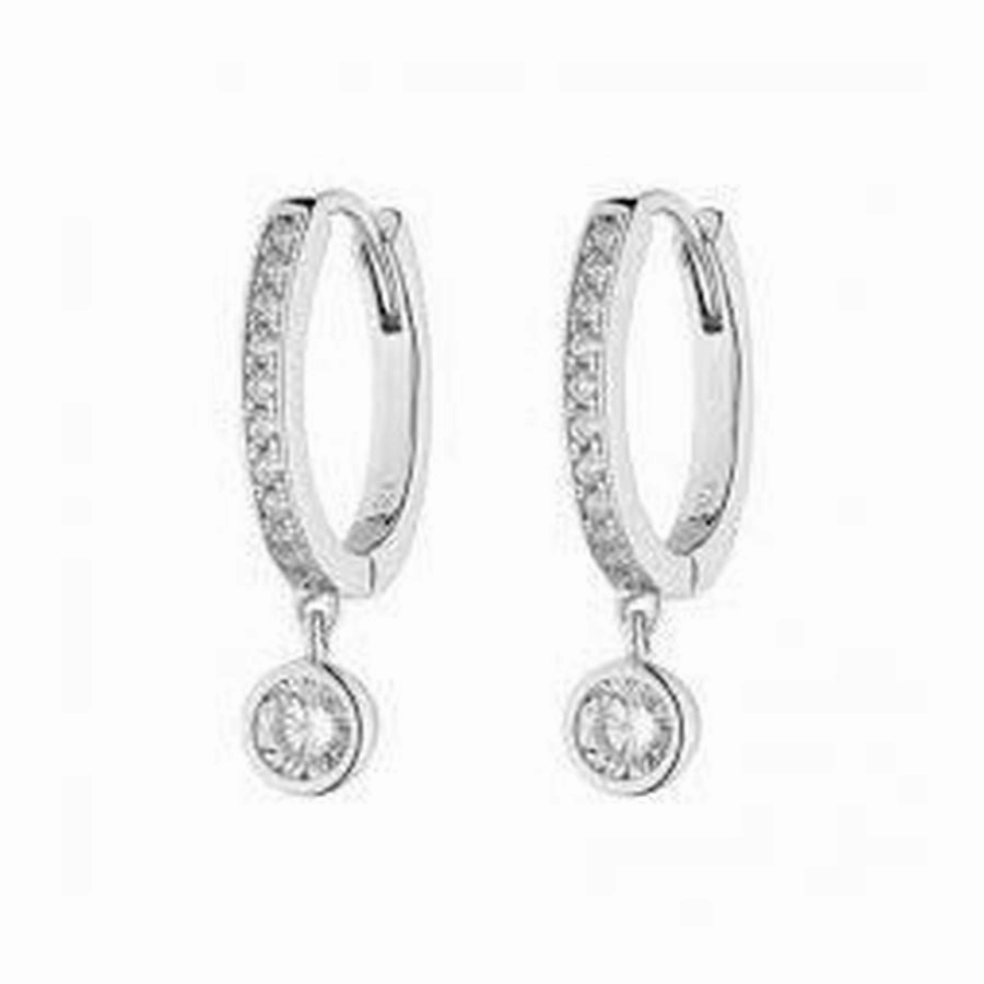 Silver Cz Hoop And Drp texture-silver-ornament  