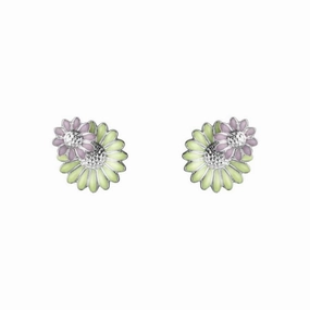 Silver Daisy Stud Earrings texture-silver-ornament  