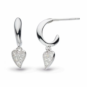 Silver Desire Precious White Topaz Heart Hoop Drop Earrings texture-silver-ornament  