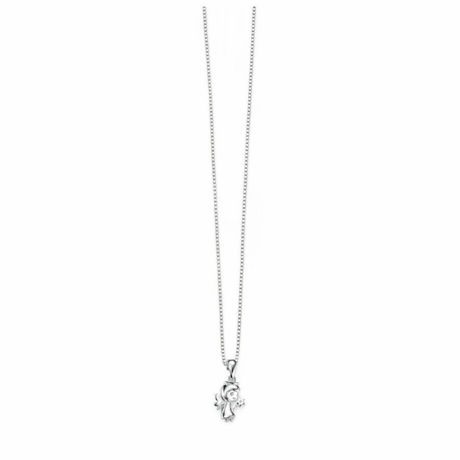 Silver Diamond Set Angel Pendant texture-silver-ornament  
