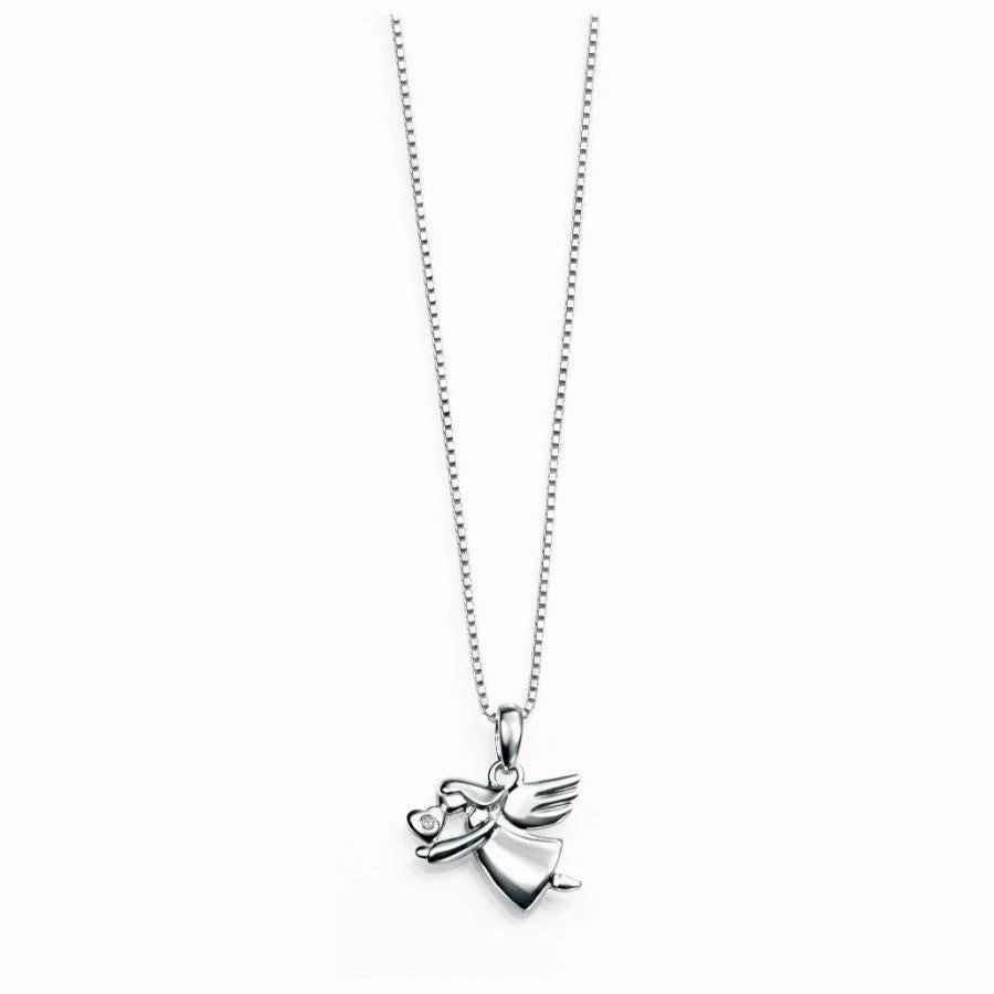 Silver Diamond Set Angel Pendant texture-silver-ornament  