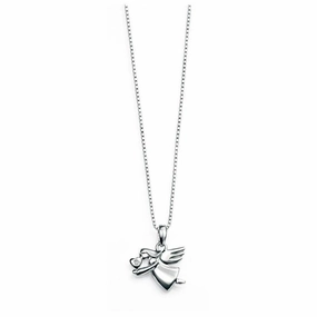 Silver Diamond Set Angel Pendant texture-silver-ornament  