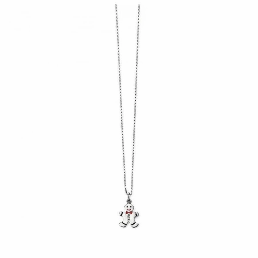 Silver Diamond Set Gingerbread Man Pendant texture-silver-ornament  