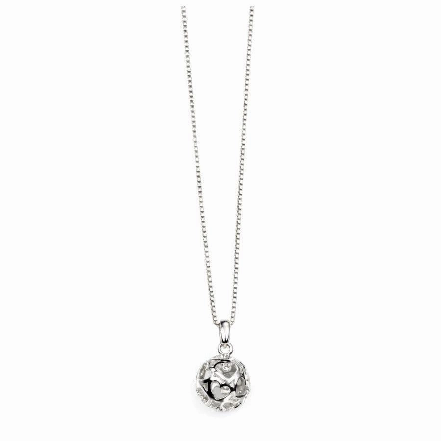 Silver Diamond Set Heart Ball Pendant texture-diamond  