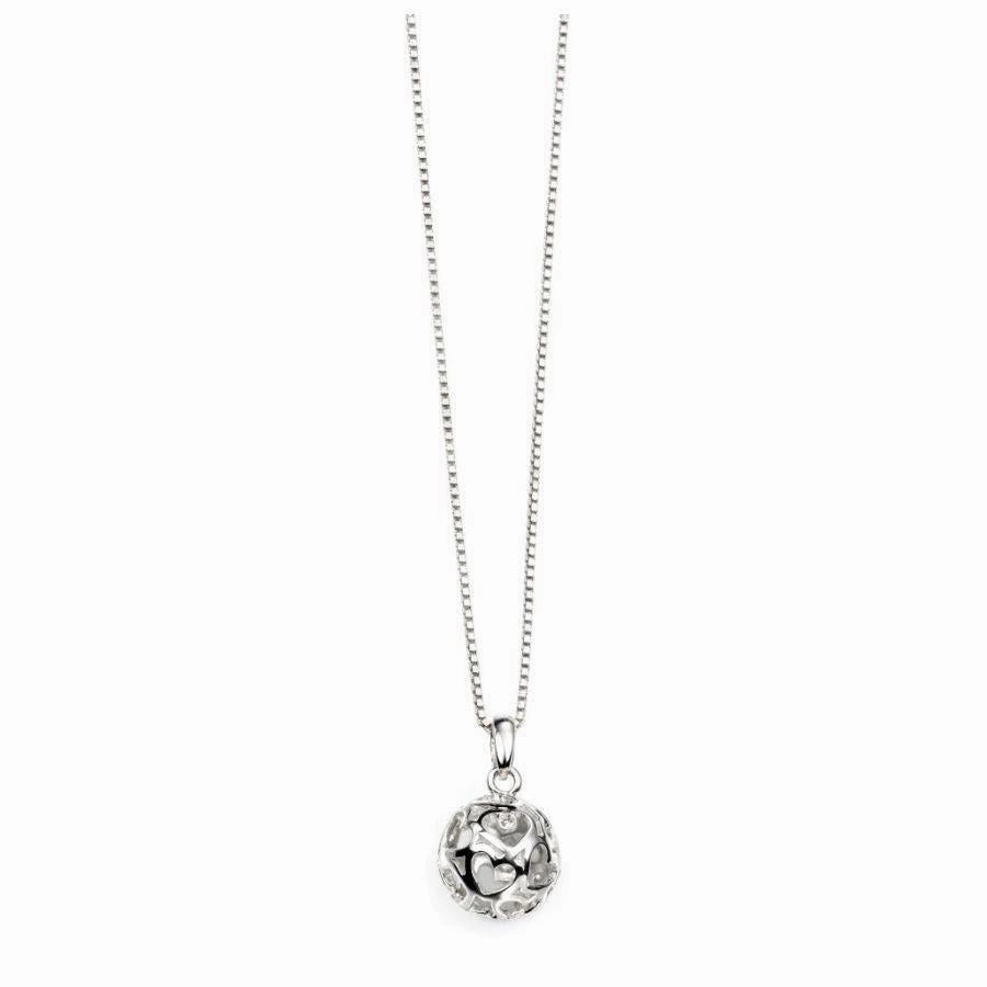 Silver Diamond Set Heart Ball Pendant texture-silver-ornament  