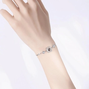 Silver Double Heart Projection Bracelet Ladies Simple 