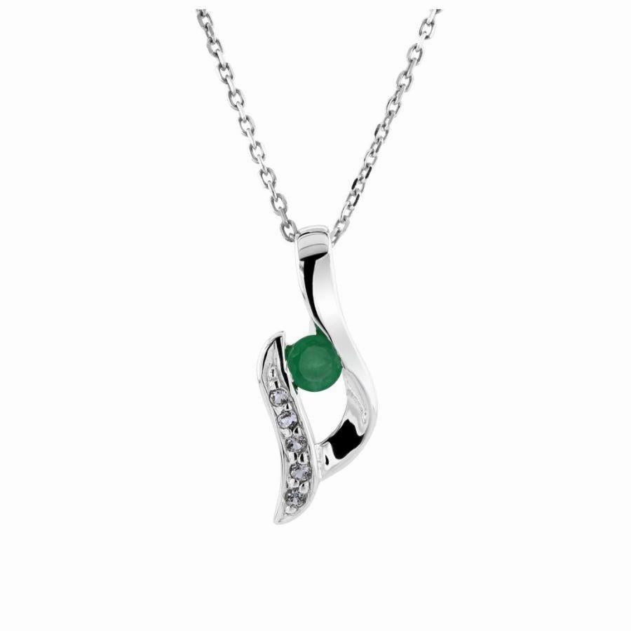 Silver Emerald & White Topaz Set Twist Pendant texture-silver-ornament  