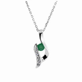 Silver Emerald & White Topaz Set Twist Pendant texture-silver-ornament  