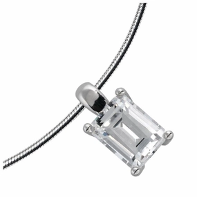 Silver Emerald Cut Cubic Zirconia Solitaire Pendant texture-silver-ornament  