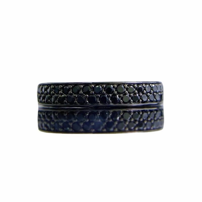 Silver Fashion Black Diamond Stackable Ring