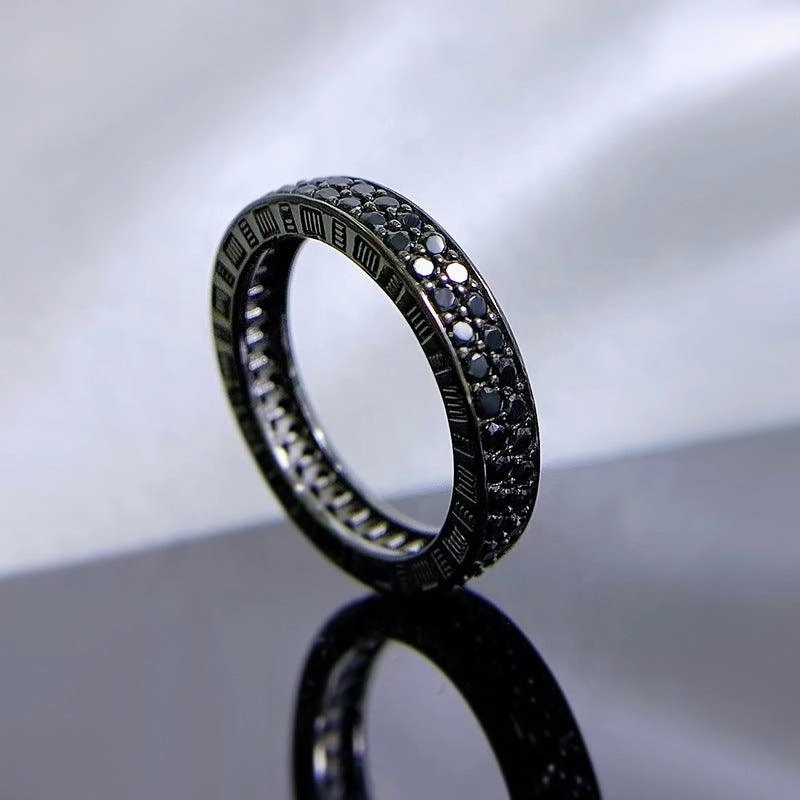 Silver Fashion Black Diamond Stackable Ring