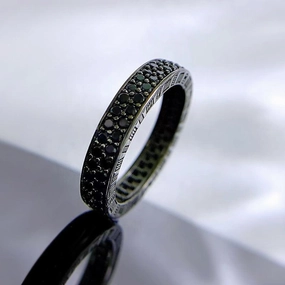 Silver Fashion Black Diamond Stackable Ring 