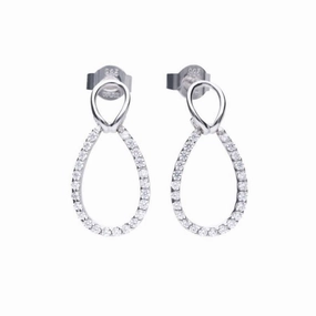 Silver fine drop CZ earrings texture-silver-ornament  