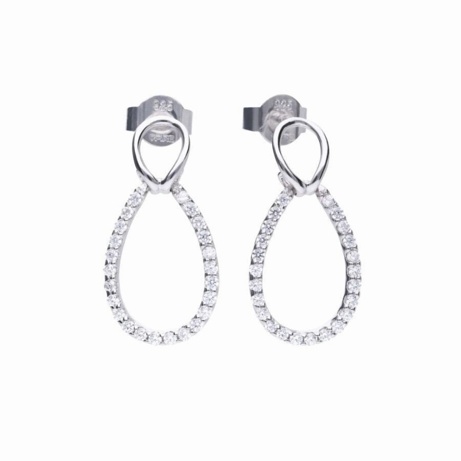 Silver fine drop CZ earrings texture-silver-ornament  