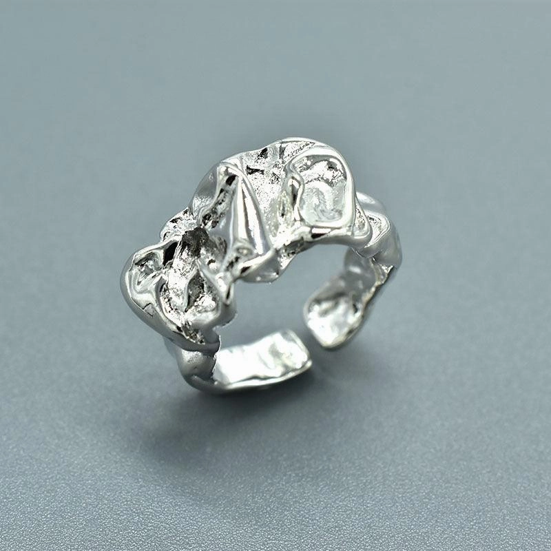 Silver Foil Paper Irregular Girls' Opening Ring