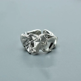 Silver Foil Paper Irregular Girls' Opening Ring 
