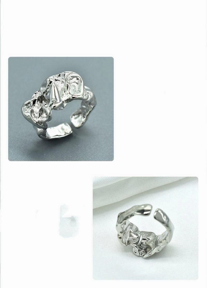 Silver Foil Paper Irregular Girls' Opening Ring